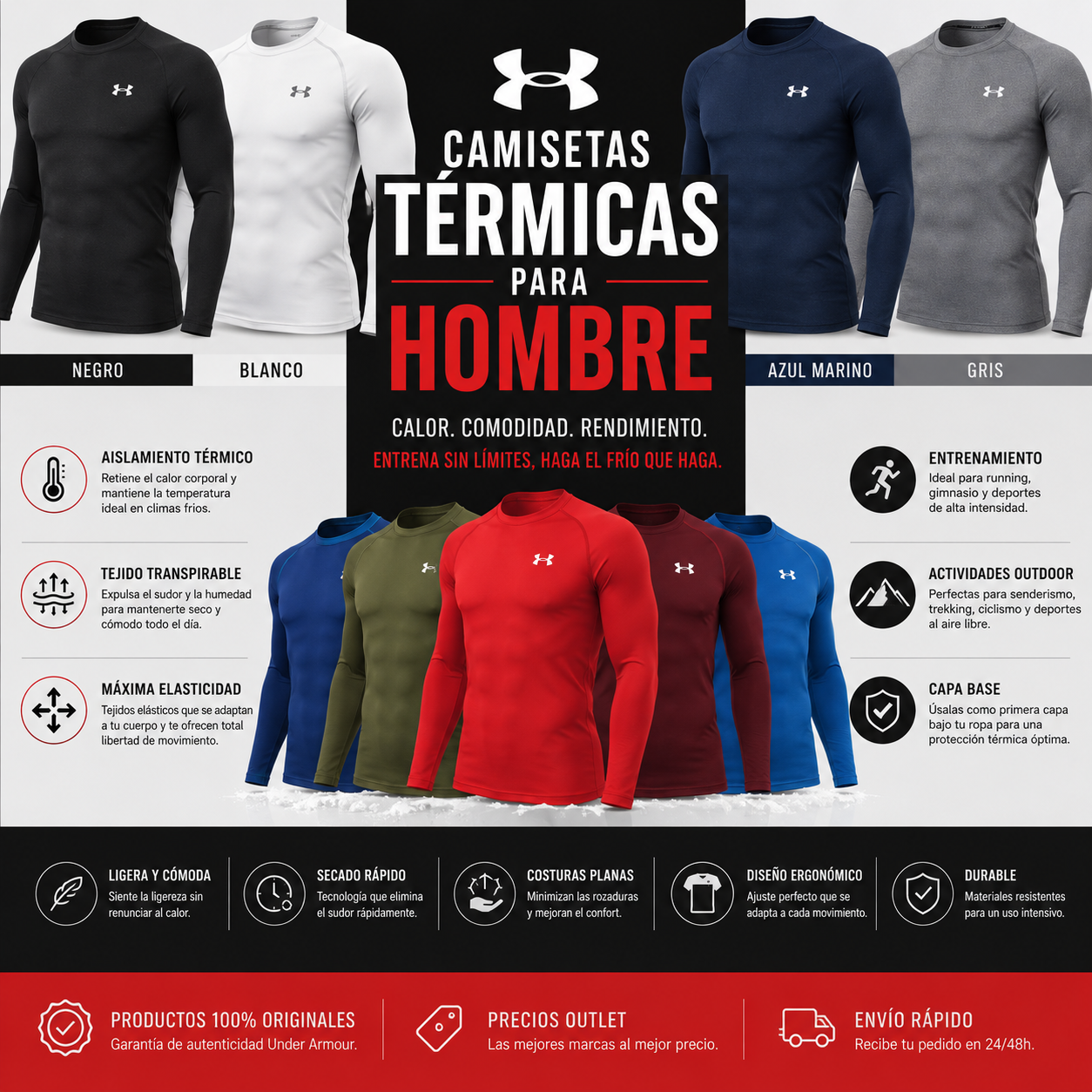 Camisetas Under Armour termicas para Hombre