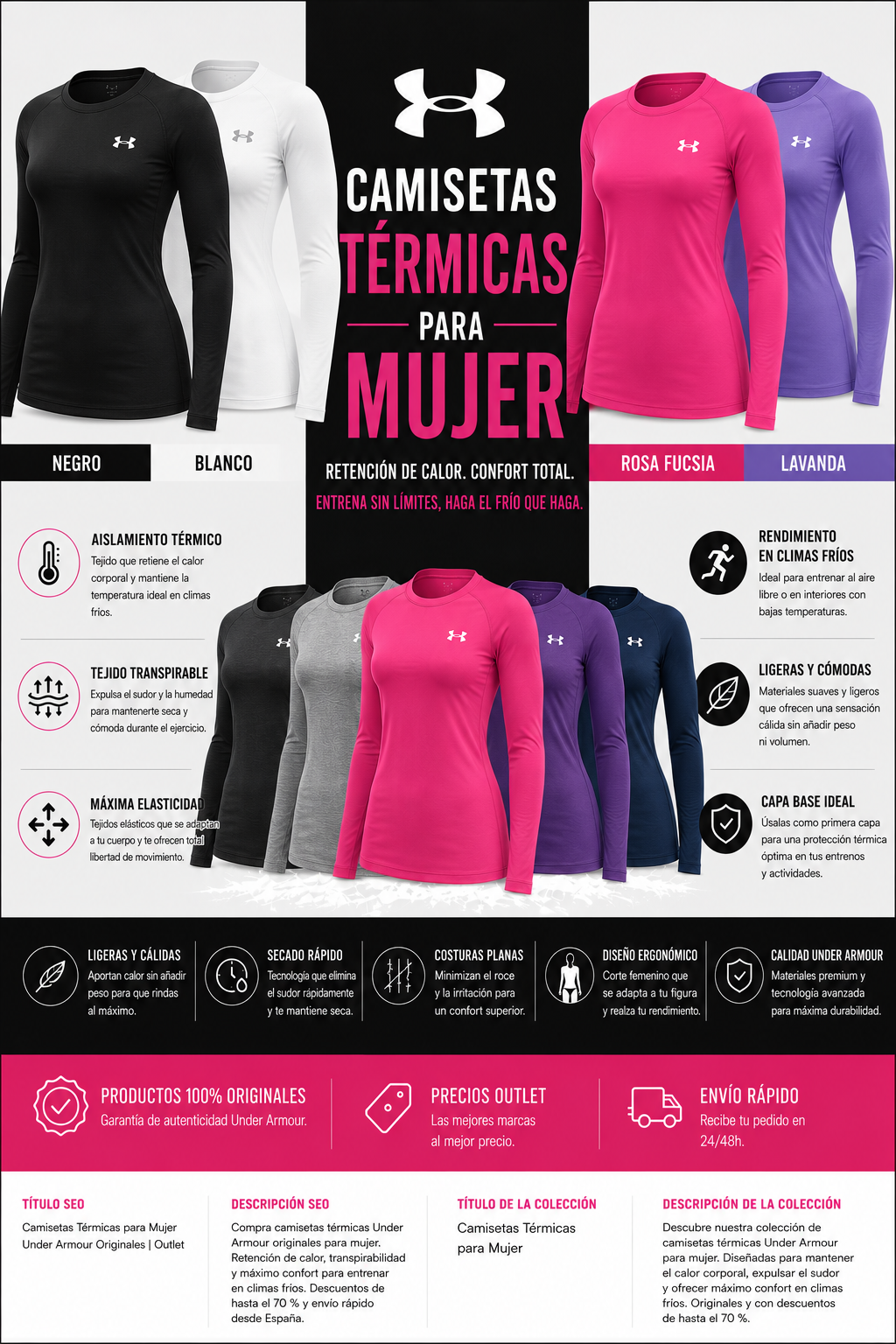 Camisetas Under Armour térmicas para Mujer